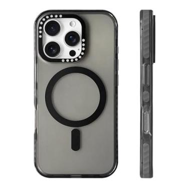 Imagem de Capa de celular verde fluorescente para iPhone 16 Pro Max, 15 Pro, 13, 14, 12 e 11, com lente de diamante e capa de carregamento sem fio, preta, para iPhone 14