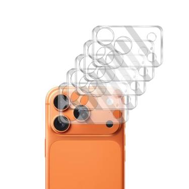 Imagem de Pacote com 5 protetores de lente de câmera para iPhone 17 Pro, vidro temperado, ultra HD, dureza 9H, antiarranhões, compatível com capas, fácil de instalar [Sem afetar fotos noturnas]