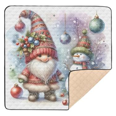 Imagem de Qilmy Tapete de brinquedo Elf Snowman Baby 127 cm x 127 cm, macio à prova d'água, tapete para bebês e crianças, antiderrapante, lavável, cercadinho