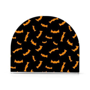 Imagem de Qilmy Porta-guardanapos de acrílico Orange Bats, suporte de guardanapo de coquetel de plástico transparente para mesas de restaurante de cozinha, 2 peças