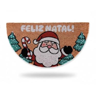 Imagem de Tapete Entrada de porta Emborrachado Meia Lua Papai noel Bengala