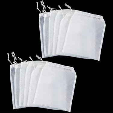 Imagem de LIQWEI 12 peças de filtro de vinho de nylon, sacos de espremedor, saco de leite de nozes sacos para sucos de frutas, saco de coar para coar suco de frutas, queijo, café