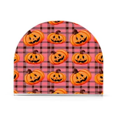 Imagem de JUZIHAI Abóboras esculpidas Dia das Bruxas Porta-guardanapos para mesa Dispensador de guardanapo de acrílico Suporte de lenço independente para cozinha sala de jantar bar festa decoração de casa