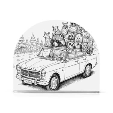 Imagem de JUZIHAI Porta-guardanapos para dirigir guaxinim para mesa dispensador de guardanapo de acrílico para mesa suporte de lenços independente para cozinha sala de jantar bar festa decoração de casa