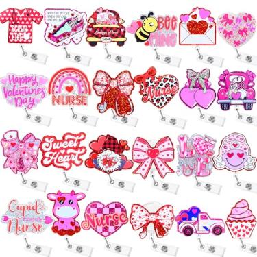 Imagem de Namifin 24 peças de carretéis de crachá de dia dos namorados com clipe jacaré engraçado, retrátil, suporte de crachá, presente de enfermeira, acessórios para amigos, colegas de trabalho