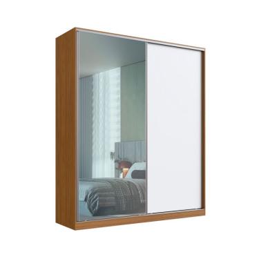 Imagem de Guarda-Roupa Casal com Espelho França 2 Portas 3 Gavetas Freijó e Branco