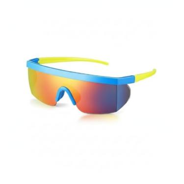 Imagem de Jeados Pacote com 3 óculos de sol esportivos espelhados retrô dos anos 80 e 90 | Proteção UV400 | Escudo neon sem aro