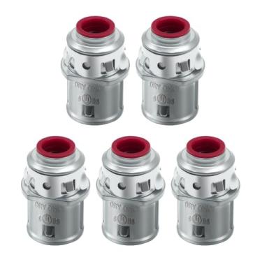 Imagem de Conector MC de encaixe de 3/20.3 cm para cabo MC/AC - Serve para cabos revestidos de metal 14/2 a 10/3, tamanho Knockout de 1/5.1 cm, garganta isolada, construção de aço (pacote com 5)