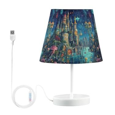 Imagem de Joisal Candeeiro de mesa de LED noturno Fantasy City Abajur amigável aos olhos para mesa de cabeceira, luminária de destaque, decoração de sala de estar