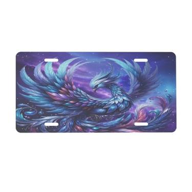 Imagem de Placa de licença roxa Phoenix Galaxy para frente do carro placas de carro alumínio metal adequado para caminhão, placa de porta de carro, bar, café, acessórios automotivos para homens e mulheres 15 x