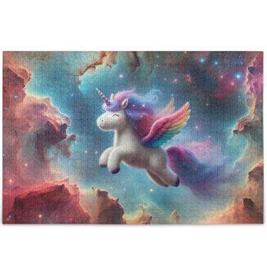 Imagem de Quebra-cabeça de nebulosa de unicórnio personalizado 500 peças para adultos amantes presentes família quebra-cabeça divertido família arte animal pintura, 52 cm x 37,8 cm