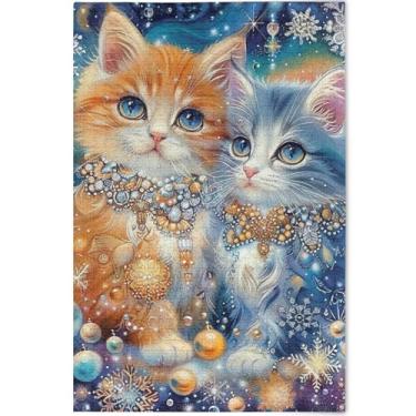 Imagem de Quebra-cabeças personalizados de gatos fofos de 1000 peças para adultos quebra-cabeça arte animal quebra-cabeça paisagem engraçado, 75 x 50 cm