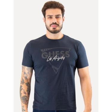 Imagem de Camiseta Guess Triângulo Los Angeles Relevo Peito Azul-Masculino