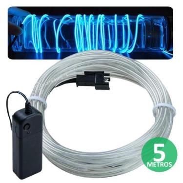 Imagem de Fio Cordão Neon 5 Metros Com Controle A Pilha Festa Balada Resistente 