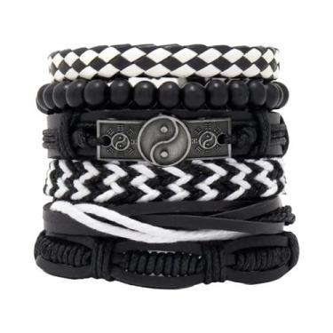 Imagem de Pulseira De Couro Vintage Estilo Punk Masculina DIY Conjunto De Joias 