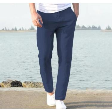 Imagem de Calças Jogger Masculinas De Algodão E Linho Respirável, Estilo Streetw