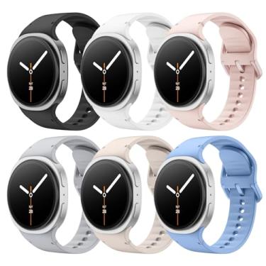 Imagem de MoKo Pacote com 6 pulseiras esportivas compatíveis com Samsung Galaxy Watch 8 de 40 mm e 44 mm/Galaxy Watch 8 Classic de 46 mm, pulseira de silicone macio sem lacunas para homens e mulheres, M/G