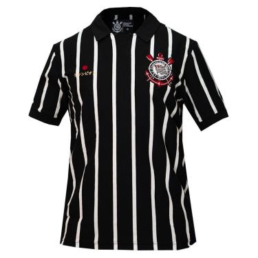 Imagem de Camisa Corinthians Polo Símbolo Bordado Japão Listrado - Masculino-Masculino