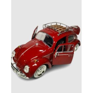 Imagem de Miniatura De Fusca 1966 Rack De Teto Escala 1/24 Motormax, Bordô