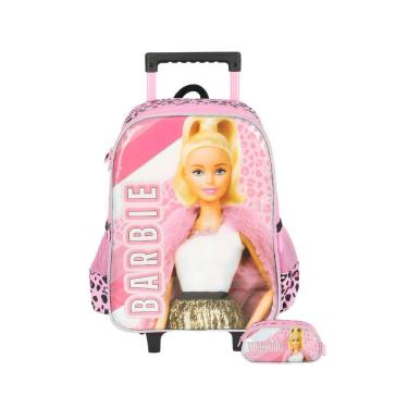 Imagem de Kit Escolar Mochila De Rodas+Estojo Duplo Barbie - Rosa