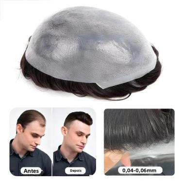 Imagem de Prótese Capilar Masculina De Cabelo Humano Com Base Fina E Linha Natur