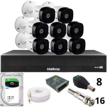 Imagem de Kit 8 Câmeras Intelbras 1220b Full Hd Dvr Mhdx 1016-c Intelbras Com Detecção De Movimentos Hd 6tb