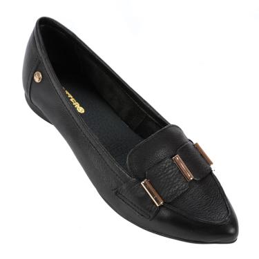 Imagem de Sapatilha Fem Bottero Bico Fino Couro Preto/Ouro 360401-12