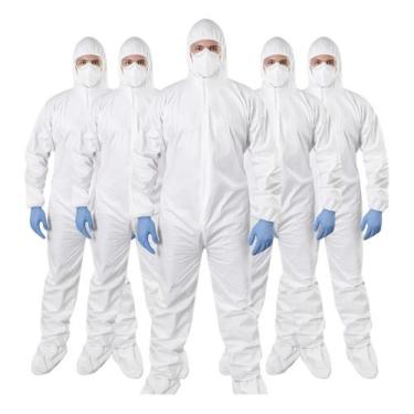 Imagem de Kit Com 5 Macacão Proteção Química Impermeável Pintor Branco - Imbat, 