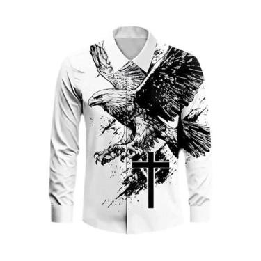 Imagem de Camisa Masculina De Manga Longa Casual Elegante Com Lapela E Botões Pa