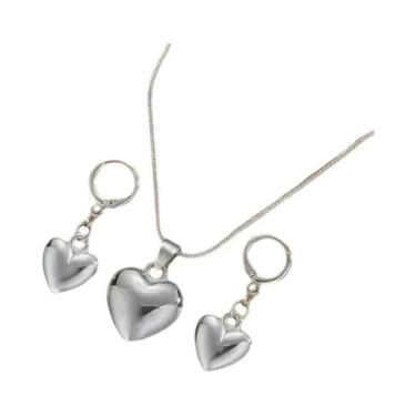 Imagem de Conjunto De Colar Com Pingente De Coração E Brincos Para Mulheres, Con