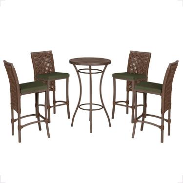 Imagem de Mesa Bistro E 4 Banquetas Roma Marrom Corda Náutica 13 Marrom