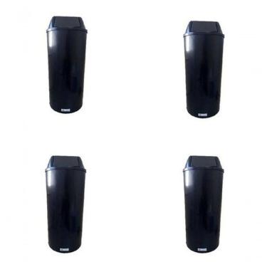 Imagem de Kit 4 Lixeiras Modelo Cesto Alto 22L Plástico para Uso Comercial e Residencial Preto