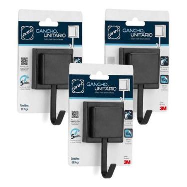Imagem de Kit 3 Gancho Cabide Suporte Porta Toalha de Rosto de Parede Banheiro 3