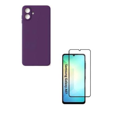 Imagem de Película 3D de Vidro + Capinha Case Roxo Para Samsung Galaxy A07 5G - 