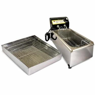 Imagem de Kit Fritadeira Elétrica 3,5L 220V + Escorredor de Óleo Inox - Global, 