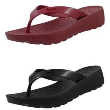 Imagem de Kit 2 Pares Chinelo Feminino Ortopédico Salto Anabela Dijean-Feminino