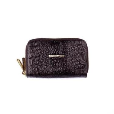 Imagem de Carteira feminina de couro croco Martina-Feminino