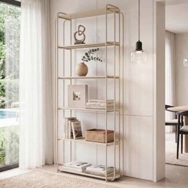 Imagem de Estante Alta Areia Metal Minimalista com Prateleiras para Decoração e 