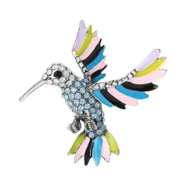 Imagem de Broche Unissex Feminino De Beija-flor Com Strass, Alfinete De Vidro Em