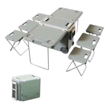 Imagem de Caixa Termica 32 Litros Vira Mesa Com 6 Banquetas Cooler Com Alça e Ro
