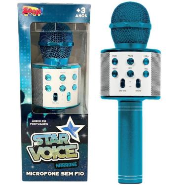 Imagem de Microfone Sem Fio Bluetooth Karaokê Portátil Usb - Azul
