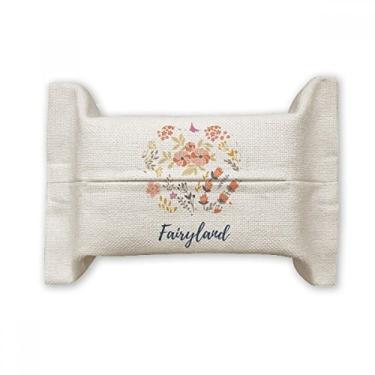 Imagem de Suporte de capa de papel para lenços faciais com flor de pétala e saco de linho de algodão