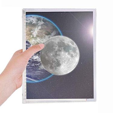 Imagem de Planeta Branco Azul Planeta Caderno Folhas Soltas Diário Recarregável Papelaria