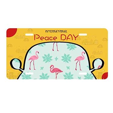 Imagem de DIYthinker Placa de carro com estampa de flamingo rosa verde decoração para o dia da paz