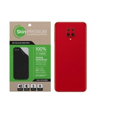Imagem de Skin Premium Fibra Carbono Vermelho Verso e Laterais Para Redmi Note 9s/note 9 pro