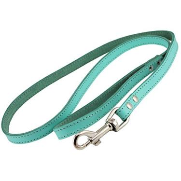 Imagem de Coleira de couro genuíno para cães Dogs My Love, 1,2 m de largura cianoDogs My Love Medium: 1/2" Wide ciano VOL-SPR-Lsh-M-88