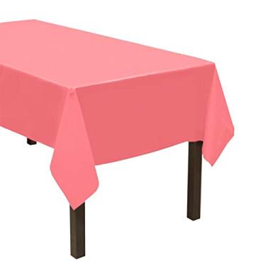 Imagem de Party Essentials 54108PK-3 Capa de mesa de plástico retangular resistente disponível em 24 cores, 137 x 274 cm, rosa, 3 unidades
