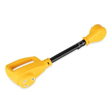 Imagem de Camco (55165) Adaptador elétrico resistente RV Dogbone com design inovador de dobra de 180 graus e alça fácil PowerGrip – 15 Amp macho para 30 Amp fêmea, 30 cm
