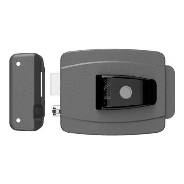 Imagem de Fechadura AL100R cilindro 42mm com botão 12V cinza AGL