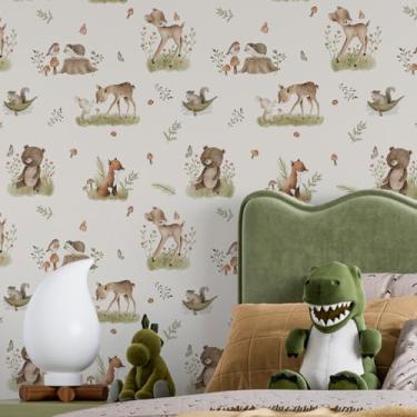 Imagem de Papel de Parede Lavavel Animais Aquarela Clara Colorida Lavavel Auto Colante 6m